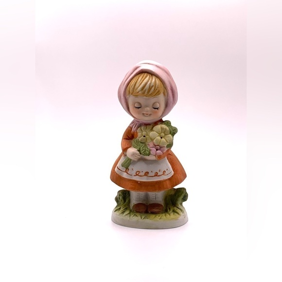 1980 VTG Verona Vergasi, CMA Figurines Girl with Flowers Pomander Bisque Ceramic - Picture 5 of 8